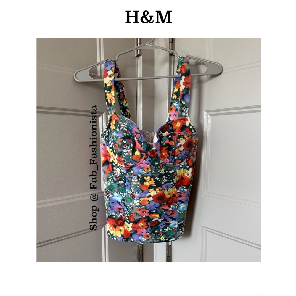 H&M Floral bustier padded bust top size medium